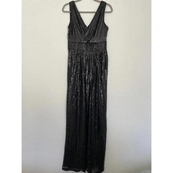 Kate Kasin Sequin Formal Cocktail Party Evening Maxi Dress Black Size 6 - Picture 2 of 13